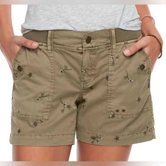 Pants - Embroidered Khaki Women's Utility Shorts